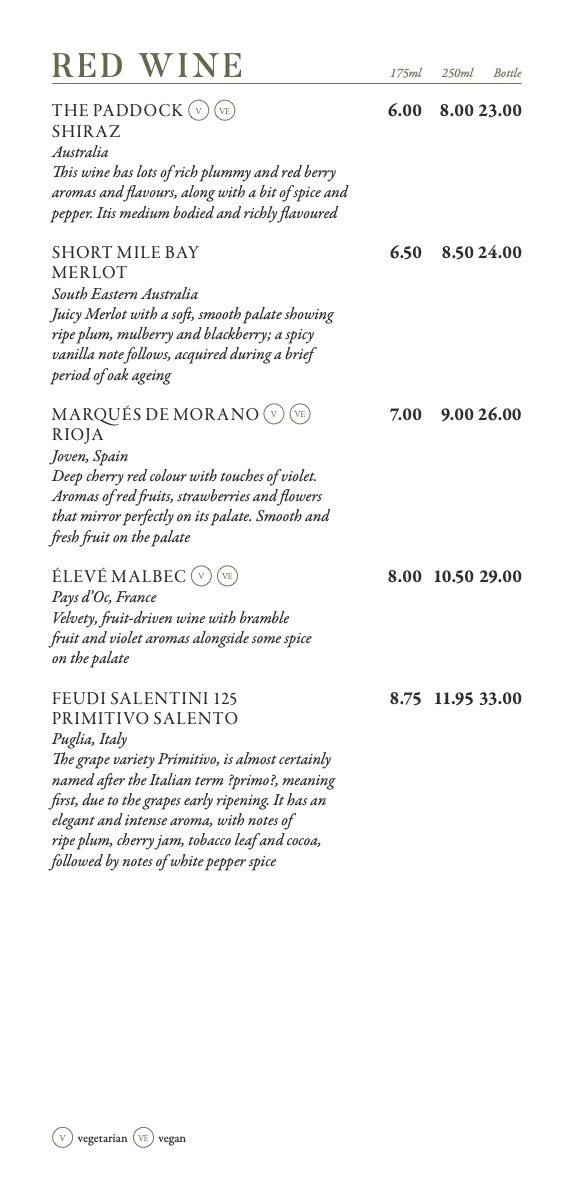 The Bulls Head drinks and wine list — page 3 of 4